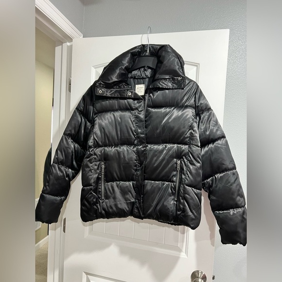Old Navy Jackets & Blazers - NEW NWT Old Navy black shiny puffer jacket coat 2x XXL